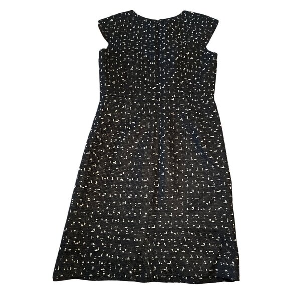 Tweed Cap Sleeve Sheath Dress In Deepest Navy Ivory 8 - Picture 10 of 10